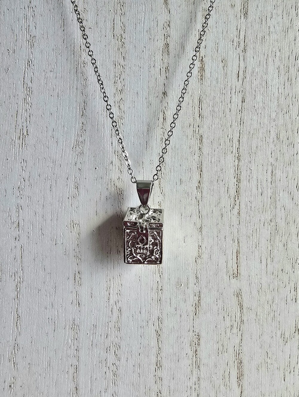 Silver Ornate Locket Necklace - Silver